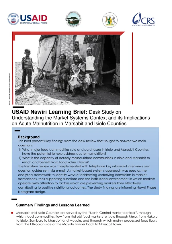 USAID Nawiri Learning Brief: Market Systems Context and Acute Malnutrition in Kenya (2022)