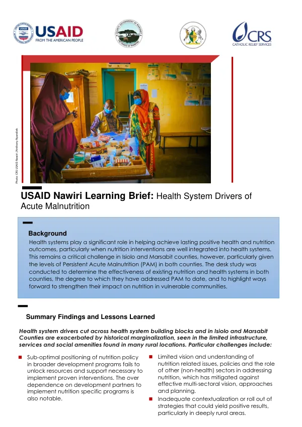USAID Nawiri Learning Brief: Health System Drivers of Acute Malnutrition (2022)