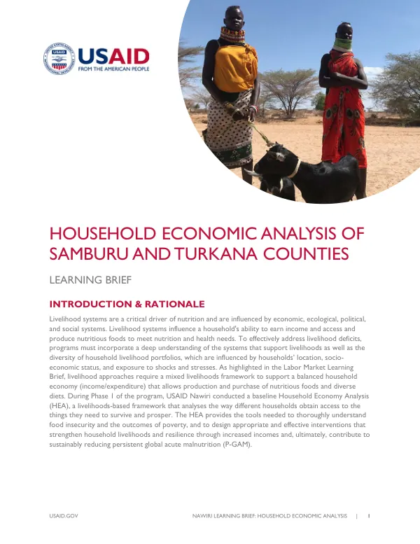 Household Economic Analysis of Samburu and Turkana Counties