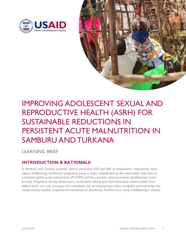 Improving Adolescent Sexual and Reproductive Health in Samburu and Turkana