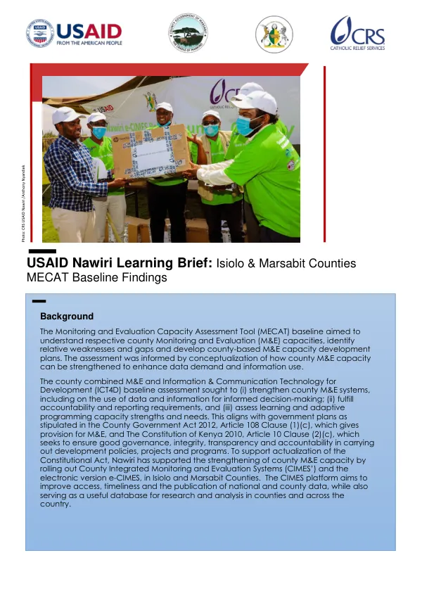 USAID Nawiri: Isiolo & Marsabit Counties M&E Capacity Assessment Tool Baseline Findings