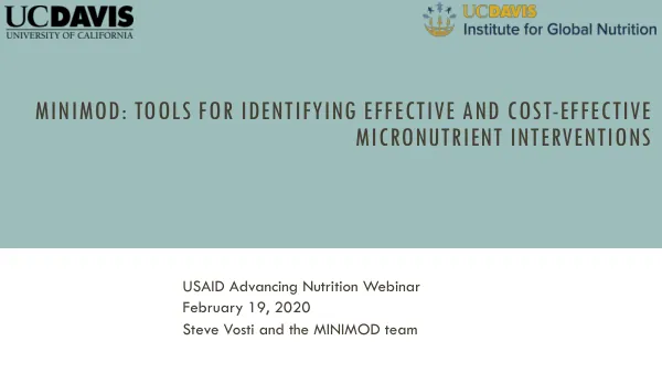 MINIMOD: Tools for Cost-Effective Micronutrient Interventions (USAID Advancing Nutrition Webinar)