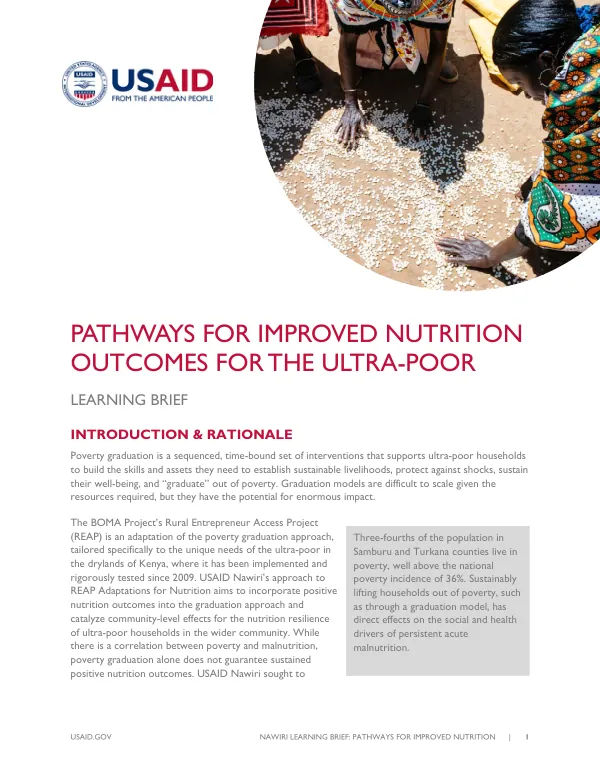 Pathways for Improved Nutrition Outcomes for the Ultra-Poor