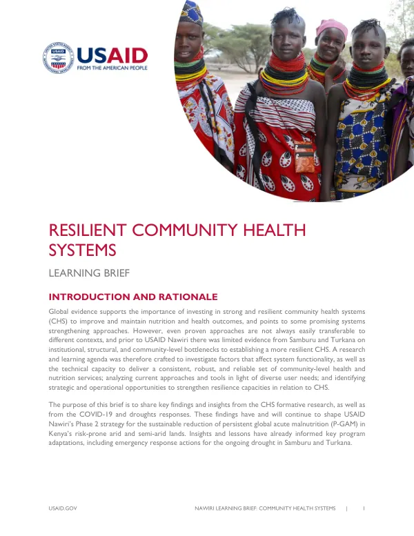 Resilient Community Health Systems Learning Brief