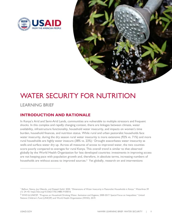 Water Security for Nutrition