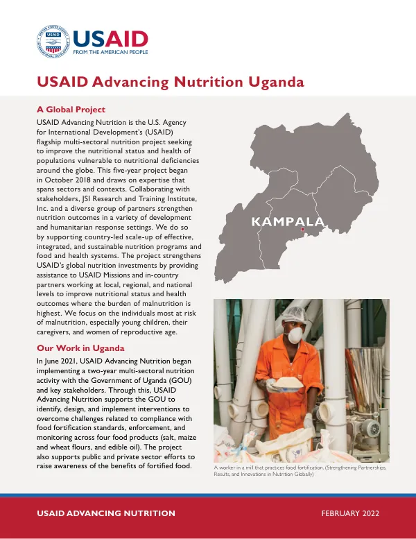 USAID Advancing Nutrition Uganda Factsheet (February 2022)
