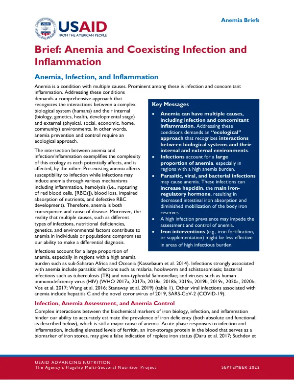 Brief: Anemia and Coexisting Infection and Inflammation (September 2022)