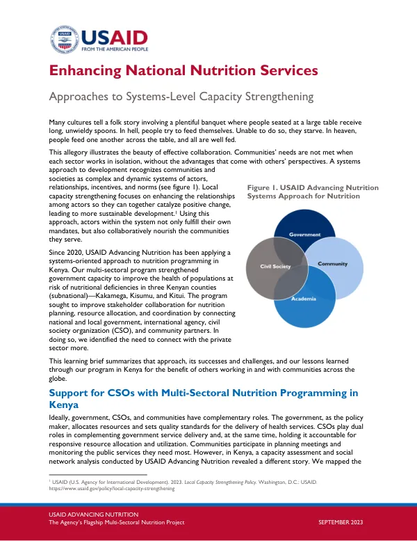 Enhancing National Nutrition Services: Systems-Level Capacity Strengthening (September 2023)