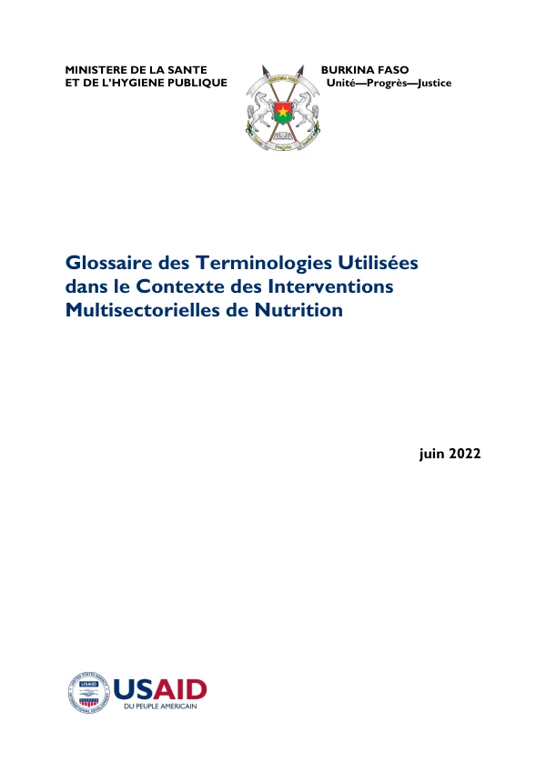 Glossaire des Terminologies Utilisées dans le Contexte des Interventions Multisectorielles de Nutrition (Juin 2022)