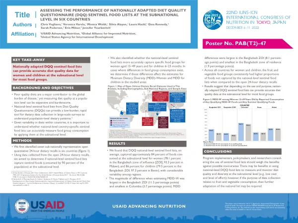 Assessing DQQ Sentinel Food List Performance for Subnational Diet Quality in Six Countries