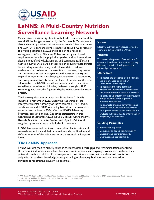 LeNNS: A Multi-Country Nutrition Surveillance Learning Network (September 2023)