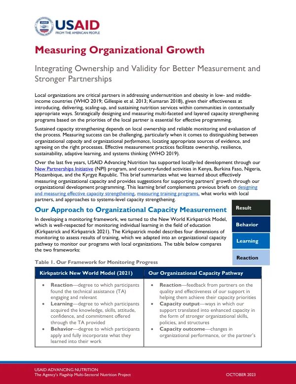 Measuring Organizational Growth: Integrating Ownership and Validity for Better Measurement and Stronger Partnerships (October 2023)