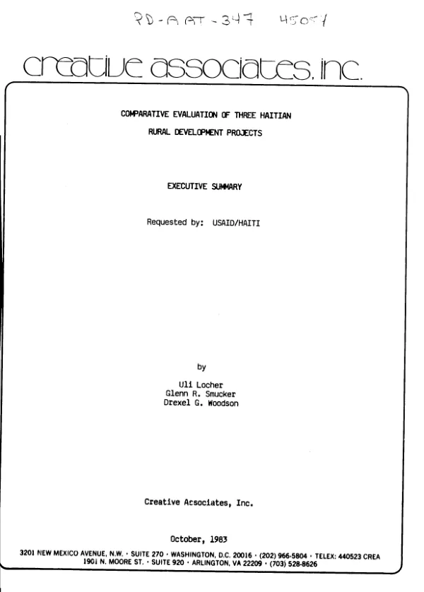 Comparative evaluation of three Haitian rural development project : executive summary