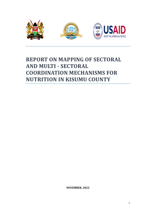 Report on Mapping of Sectoral and Multi-Sectoral Coordination Mechanisms for Nutrition in Kisumu County