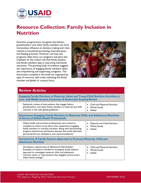 Resource Collection: Family Inclusion in Nutrition (September 2023)