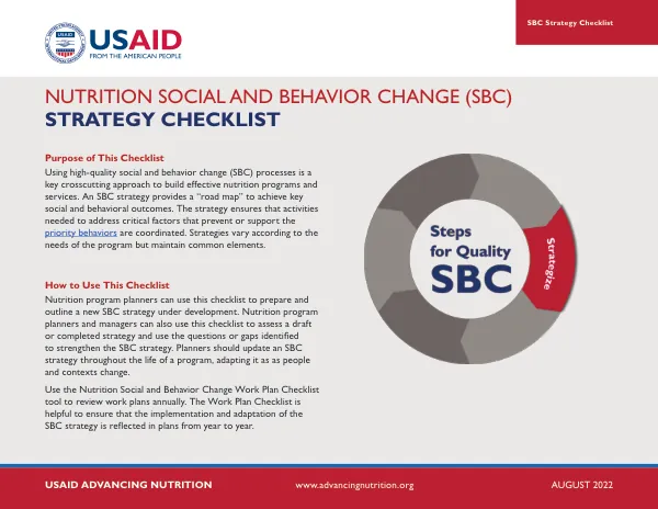 Nutrition Social and Behavior Change (SBC) Strategy Checklist