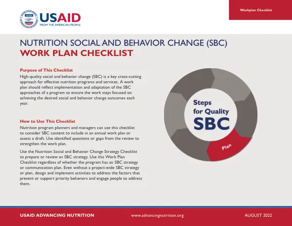 USAID Nutrition SBC Work Plan Checklist (2022)