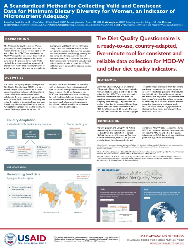 Standardized Data Collection for Women's Dietary Diversity