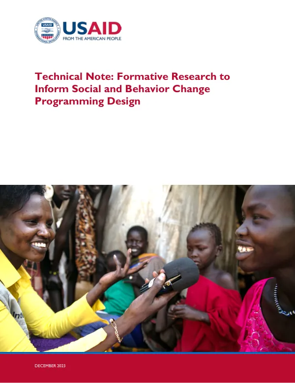 Technical Note: Formative Research for Social and Behavior Change Programming Design