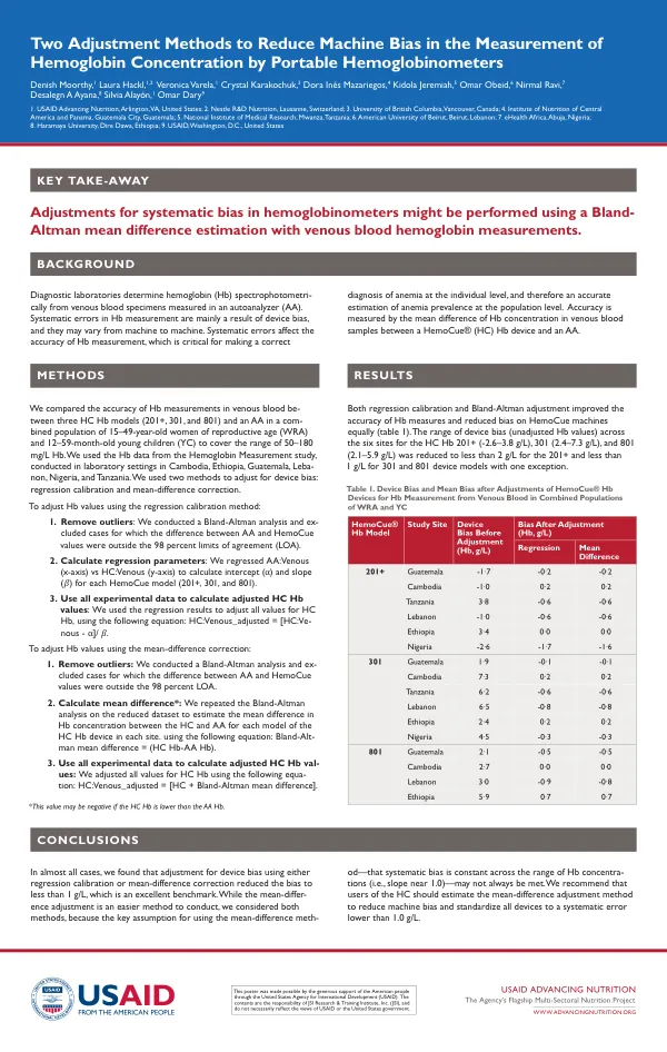 Two Adjustment Methods to Reduce Machine Bias in Hemoglobin Measurement