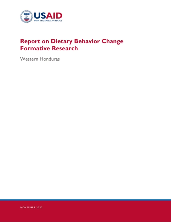 USAID AN Formative Research Report: Dietary Behavior Change
