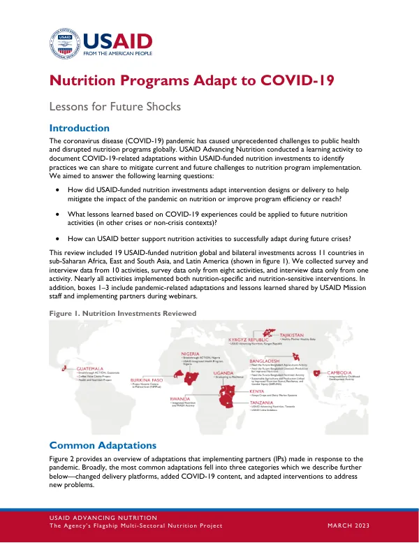 Nutrition Programs Adapt to COVID-19: Lessons for Future Shocks (March 2023)