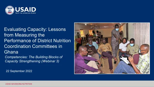 Evaluating Capacity of District Nutrition Coordination Committees in Ghana