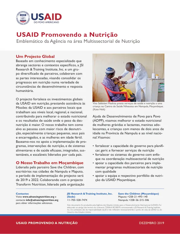 USAID Advancing Nutrition Mozambique Fact Sheet (Bilingual)