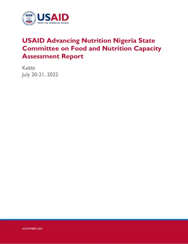 USAID Advancing Nutrition Nigeria: Kebbi State SCFN Capacity Assessment Report (July 2022)