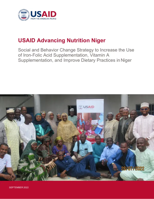 USAID Advancing Nutrition Niger SBC Strategy 2022: Iron-Folic Acid, Vitamin A, and Dietary Practices