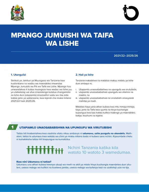 Tanzania's Second National Multi-Sectoral Nutrition Action Plan (2021/22-2025/26)