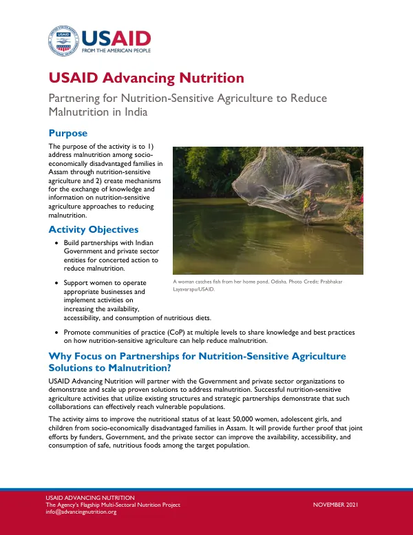 Partnering for Nutrition-Sensitive Agriculture in India
