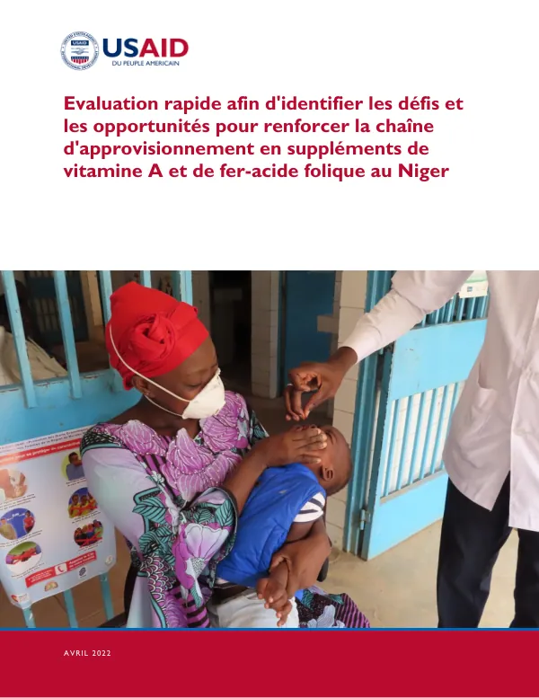 Évaluation rapide de la chaîne d'approvisionnement en suppléments de vitamine A et de fer-acide folique au Niger (Avril 2022)
