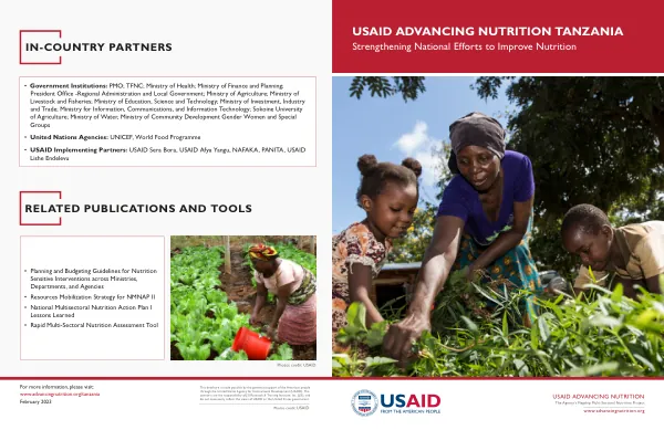 USAID Advancing Nutrition Tanzania: Strengthening National Efforts to Improve Nutrition (February 2023)