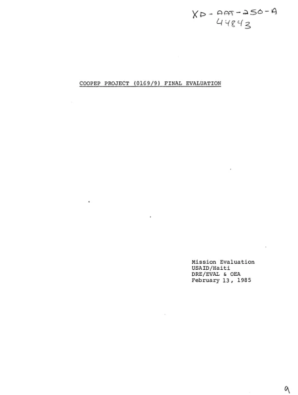 COOPEP project (0169/9) : final evaluation