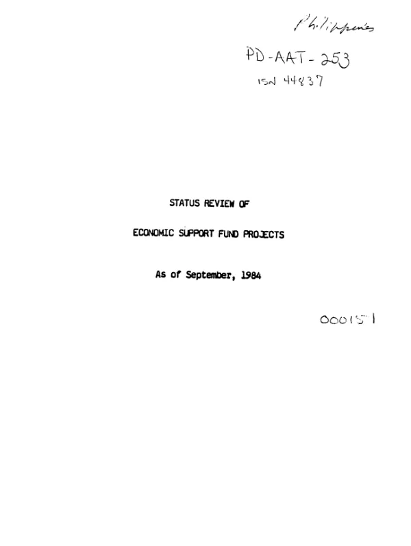 Status review of economic support fund projects as of September, 1984