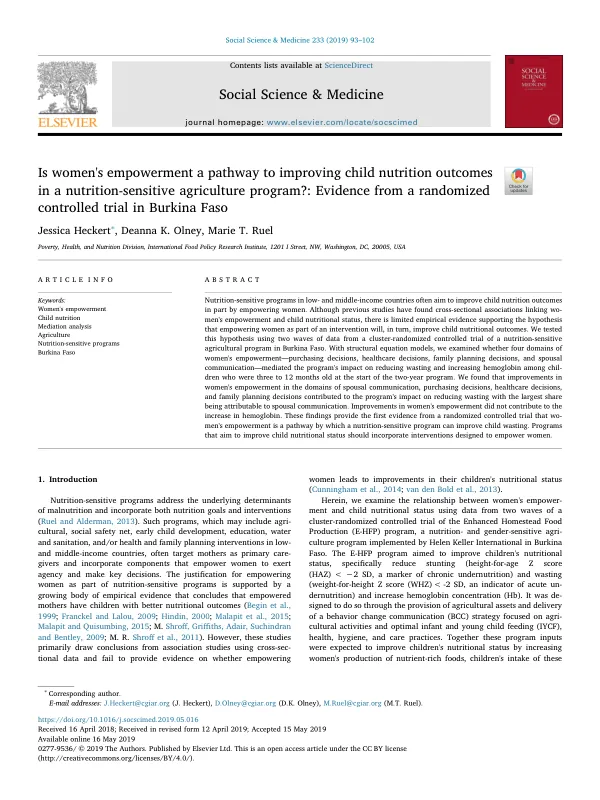 Women's Empowerment and Child Nutrition in Burkina Faso