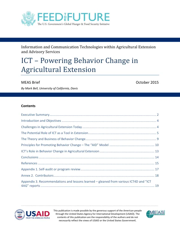 ICT for Behavior Change in Agricultural Extension