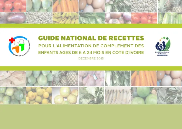 National Recipe Guide for Complementary Feeding of Children (6-24 Months) in Côte d'Ivoire