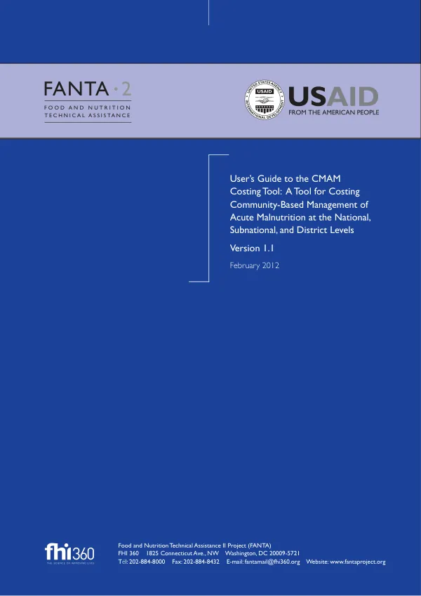 User's Guide to the CMAM Costing Tool v1.1 (2012)