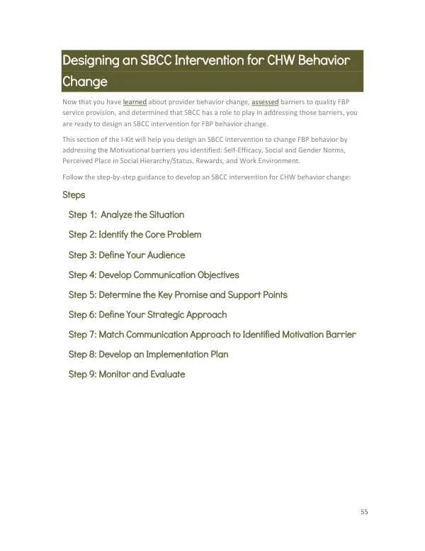 Community Health Workers SBCC Intervention Design