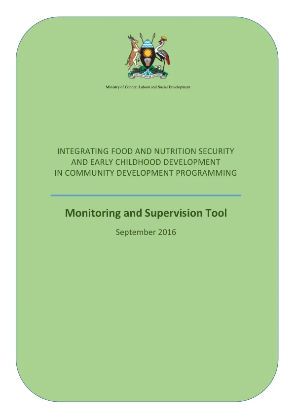 Integrating Food and Nutrition Security and Early Childhood Development: Monitoring and Supervision Tool