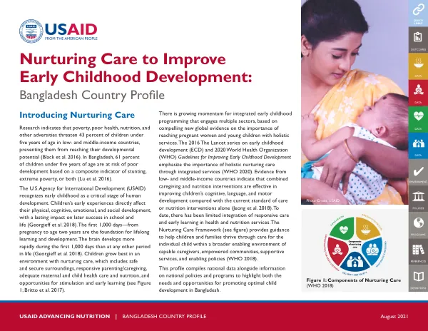Nurturing Care to Improve Early Childhood Development: Bangladesh Country Profile, August 2021