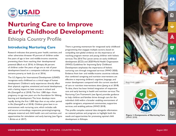 Nurturing Care for Early Childhood Development: Ethiopia Country Profile (August 2021)
