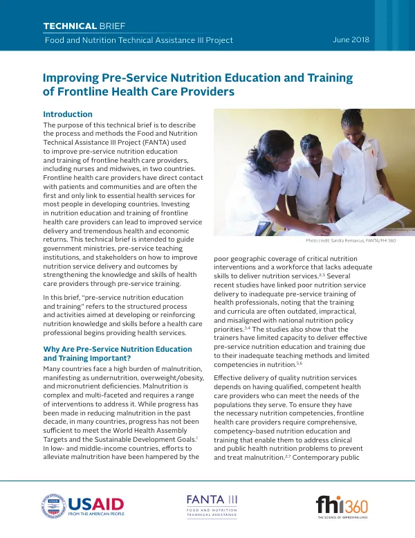 Improving Pre‑Service Nutrition Education for Health Care Providers