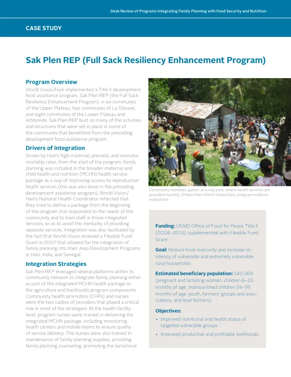 Sak Plen REP Case Study: Integrating Family Planning, Food Security, and Nutrition