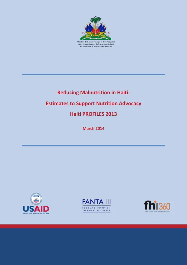 Haiti PROFILES 2013: Costing Report for Nutrition Advocacy