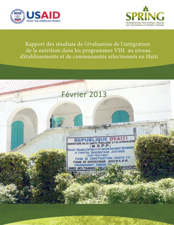 Evaluation of Nutrition Integration in HIV Programs in Haiti