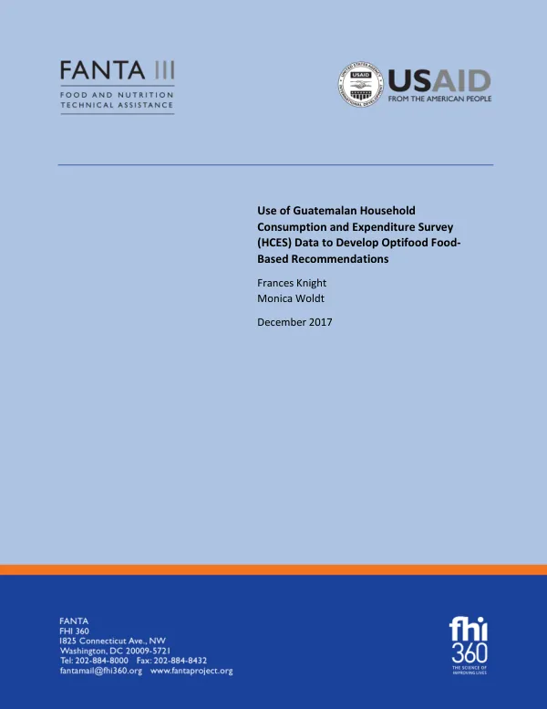 Guatemalan HCES Data for Optifood Food-Based Recommendations