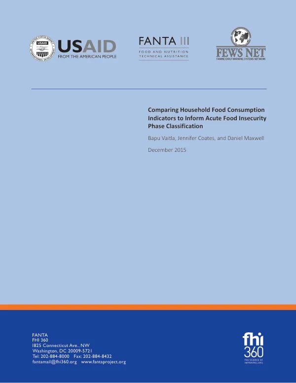 Comparing Household Food Consumption Indicators for Acute Food Insecurity Classification